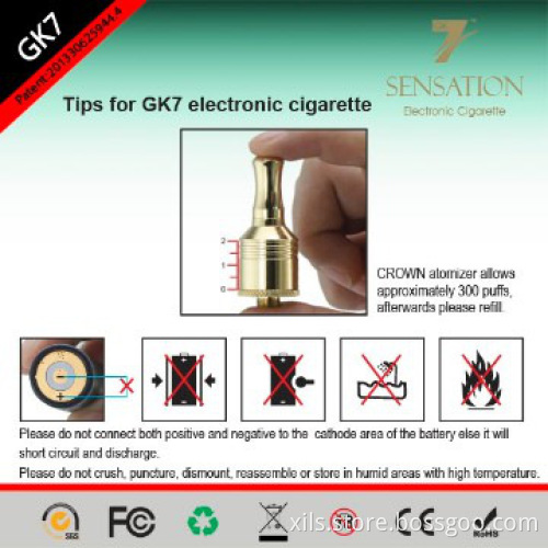 huge smoke 2ml atomizer 18650mah battery GK7 E-Cigs